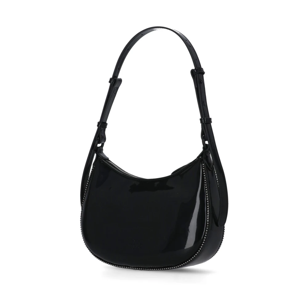pinko Zwarte leren schoudertas voor vrouw Black Dames