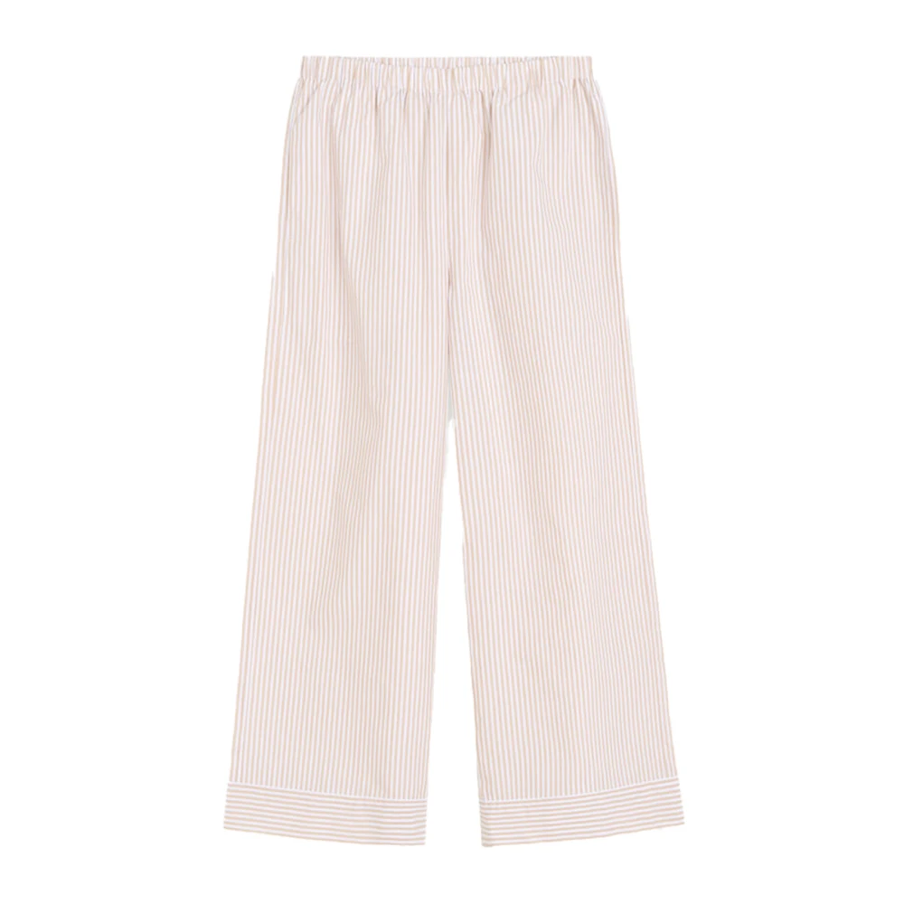 By Malene Birger Women's Beige Mirabello Striped Trousers - Wide Trousers - M - Trousers