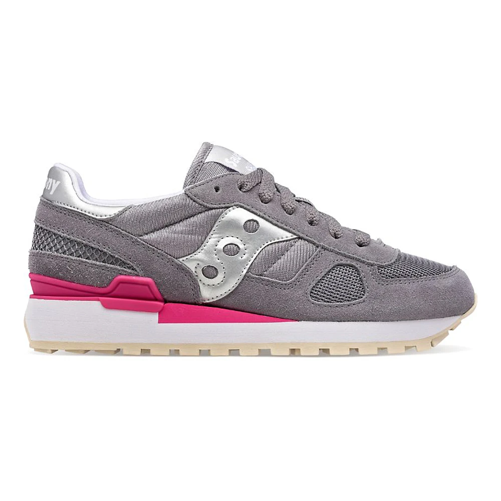 Saucony Bekväma sneakers med vadderad krage och plös Gray, Dam