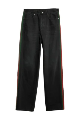 Bomullsdenimbyxor med webbdetalj