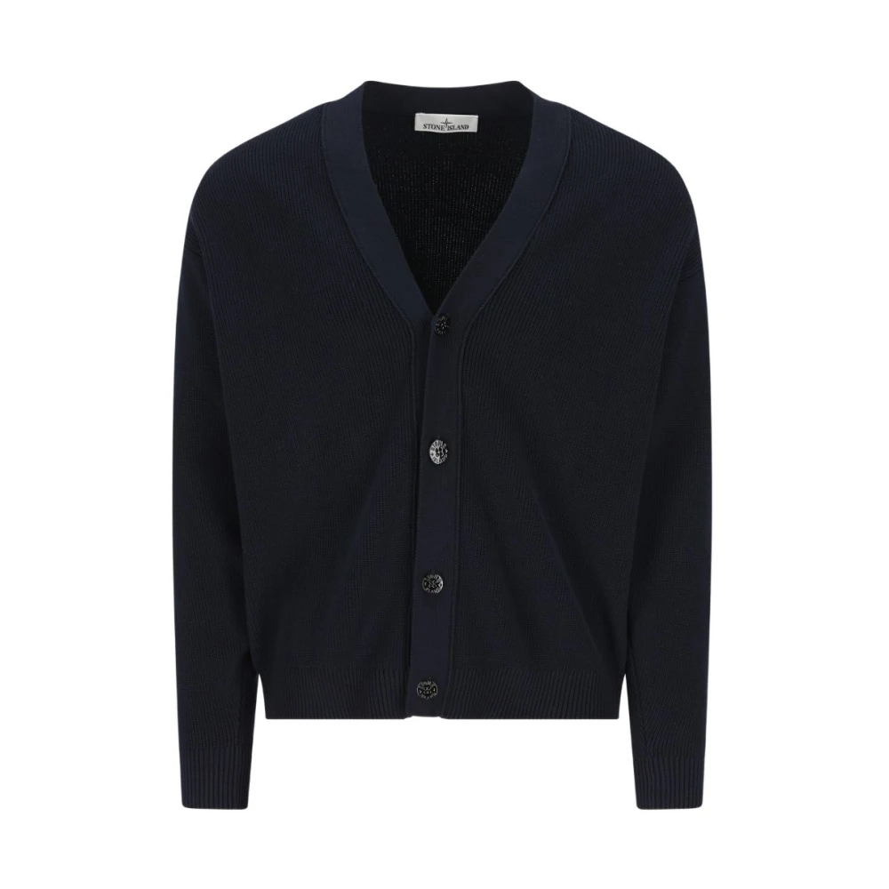 Stone Island Blue Soft Cotton Cardigan - Male - Cardigans - Xl - Knitwear