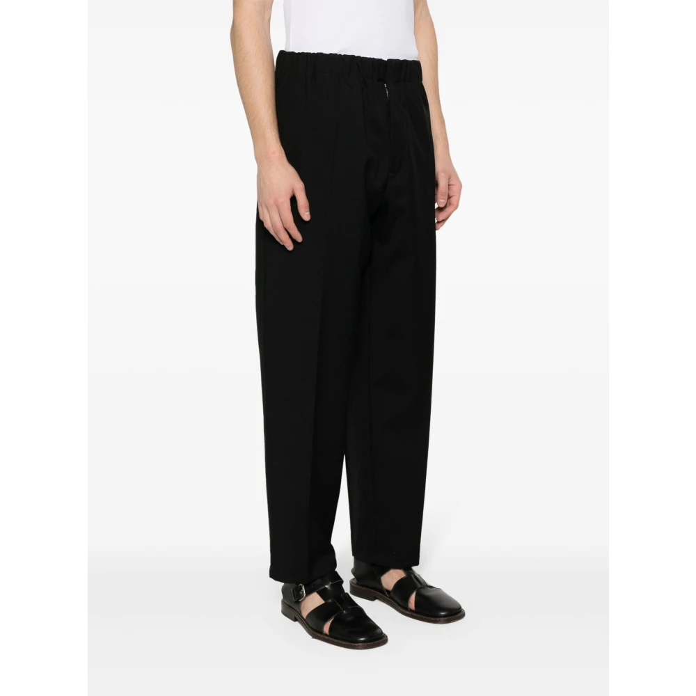 Jil Sander Zwarte Wol Tapered Broek Black Heren