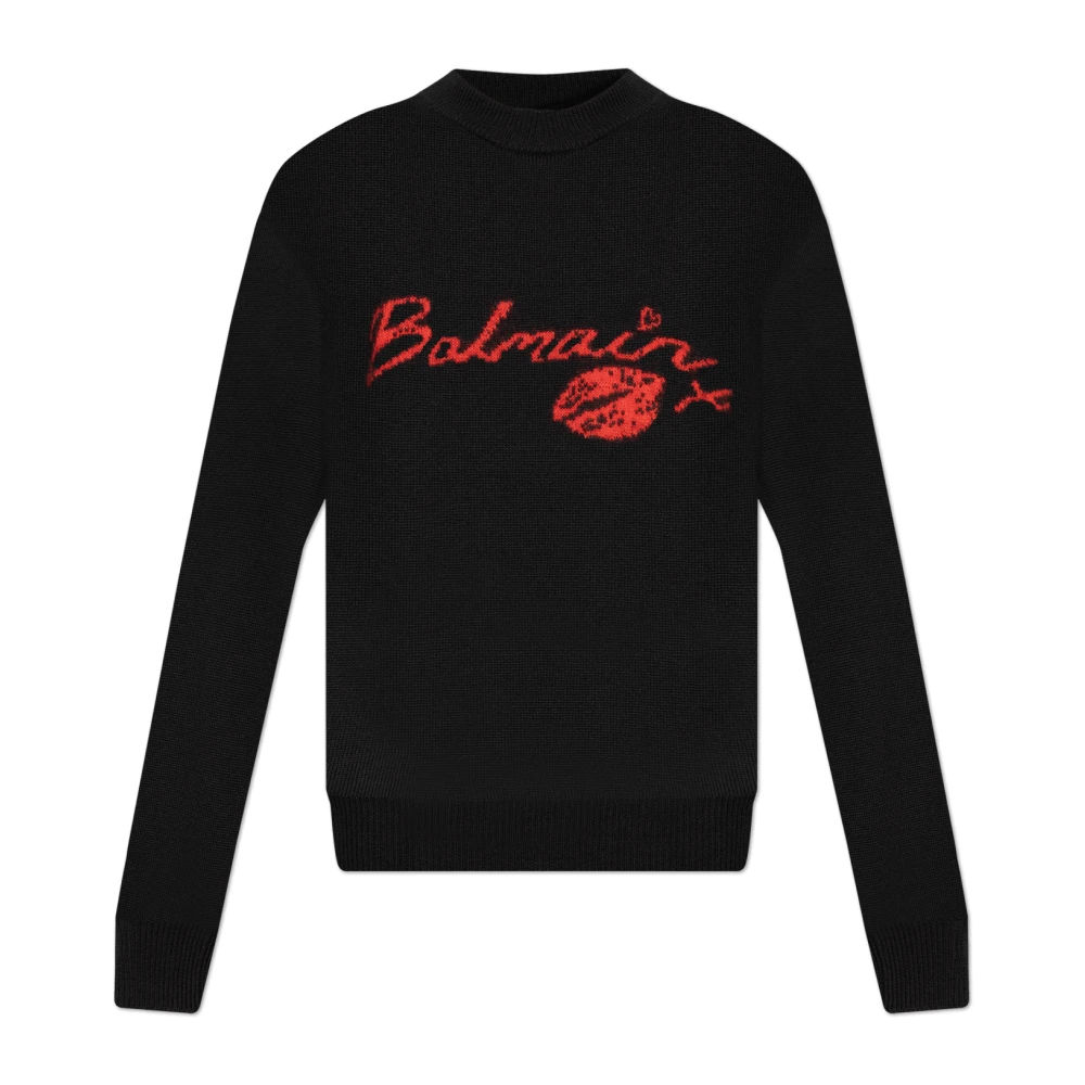 Balmain Zwarte Sweater Aw24 Stijlvol Gezellig Black Heren