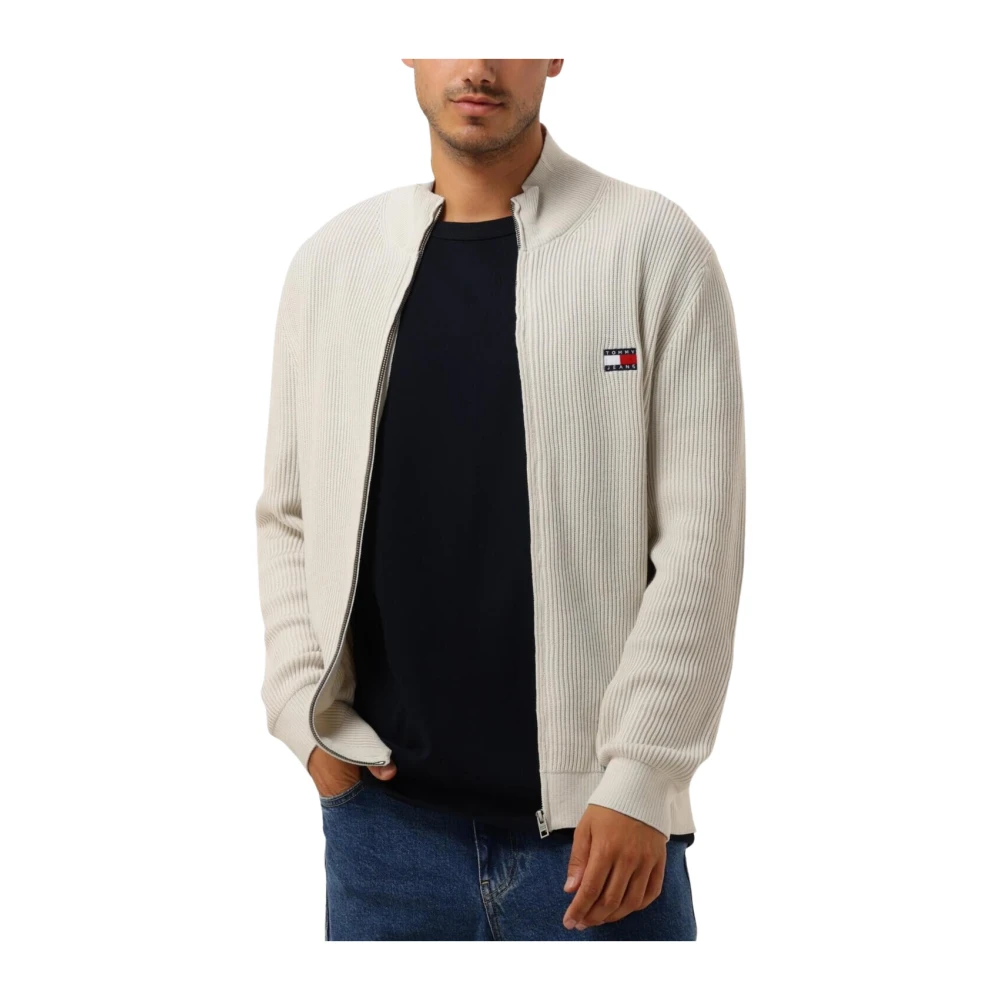 Tommy Jeans Heren Slim Badge Zip Vest Beige Heren