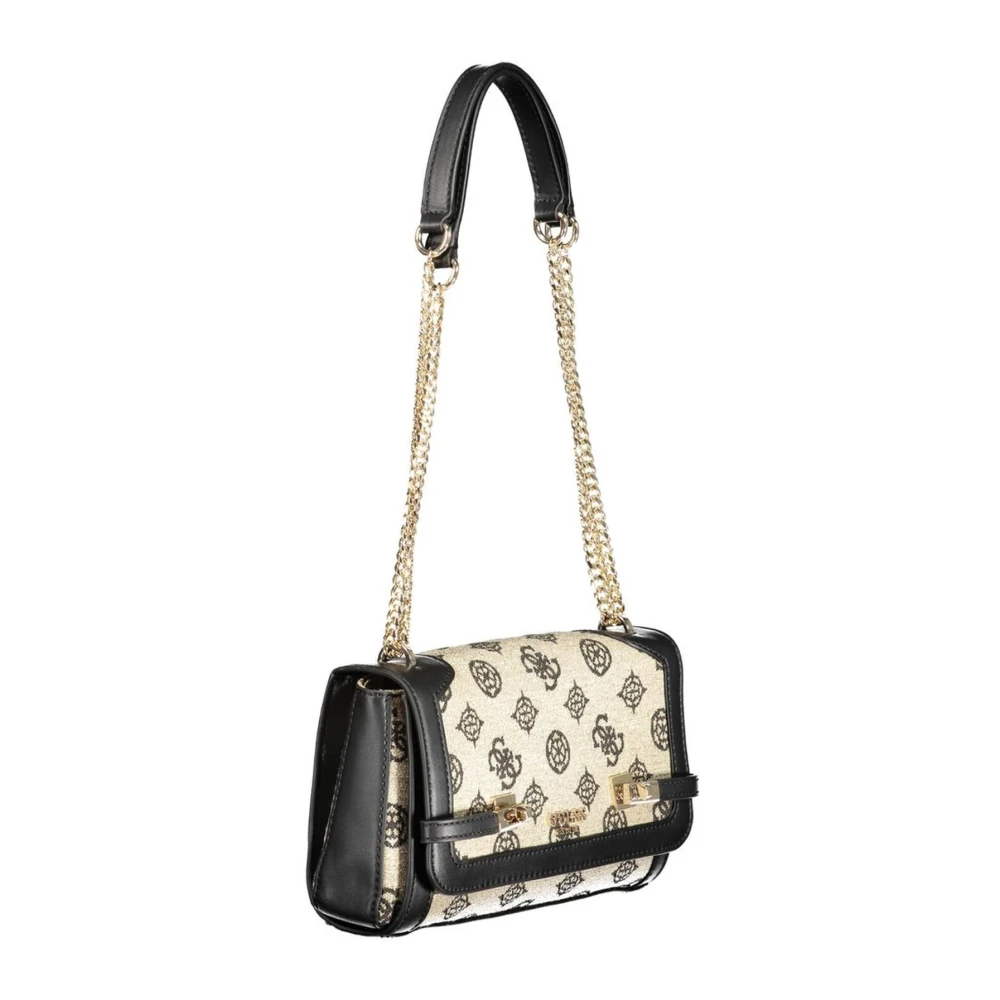 Guess Zwarte Katoenen Handtas met Gouden Hardware Multicolor Dames