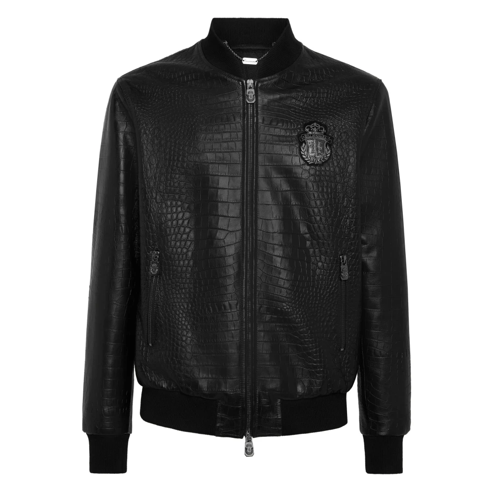 Billionaire Mannelijk Zwart Jassen Heren, L, Leer, Leather Bomber Cocco