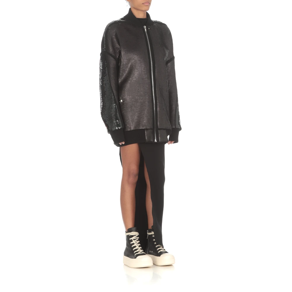 Rick Owens Zwart Wollen Kasjmier Katoenen Jas Black Dames