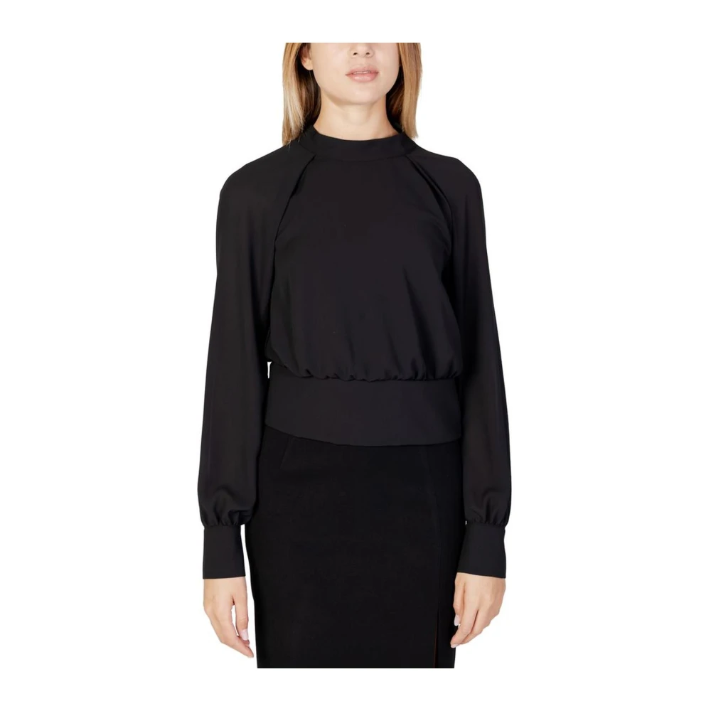 Sandro Ferrone Zwarte hoge hals lange mouw blouse Black Dames