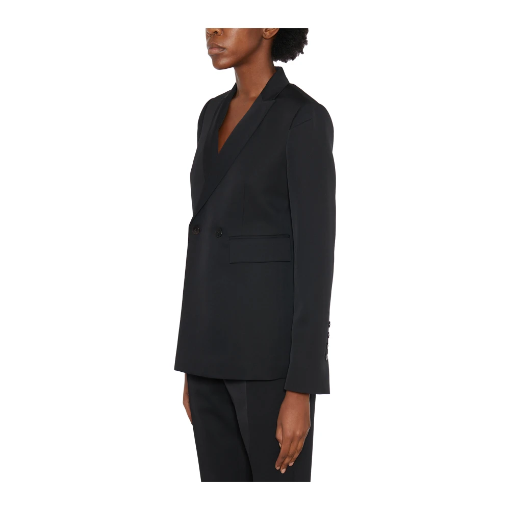 Sapio Dubbelbreastede Wollen Jas Black Dames