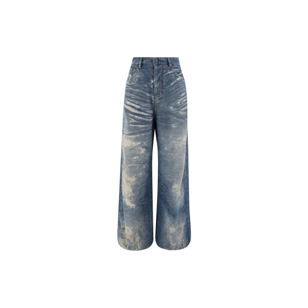 Diesel Vintage Wide Leg Bleach Wash Jeans Blue Dames