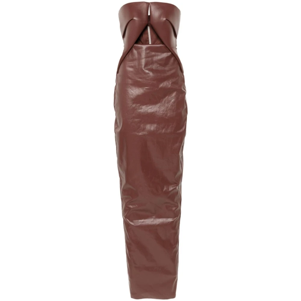 Rick Owens Denim Prong Jurk met Keeldetail Brown Dames