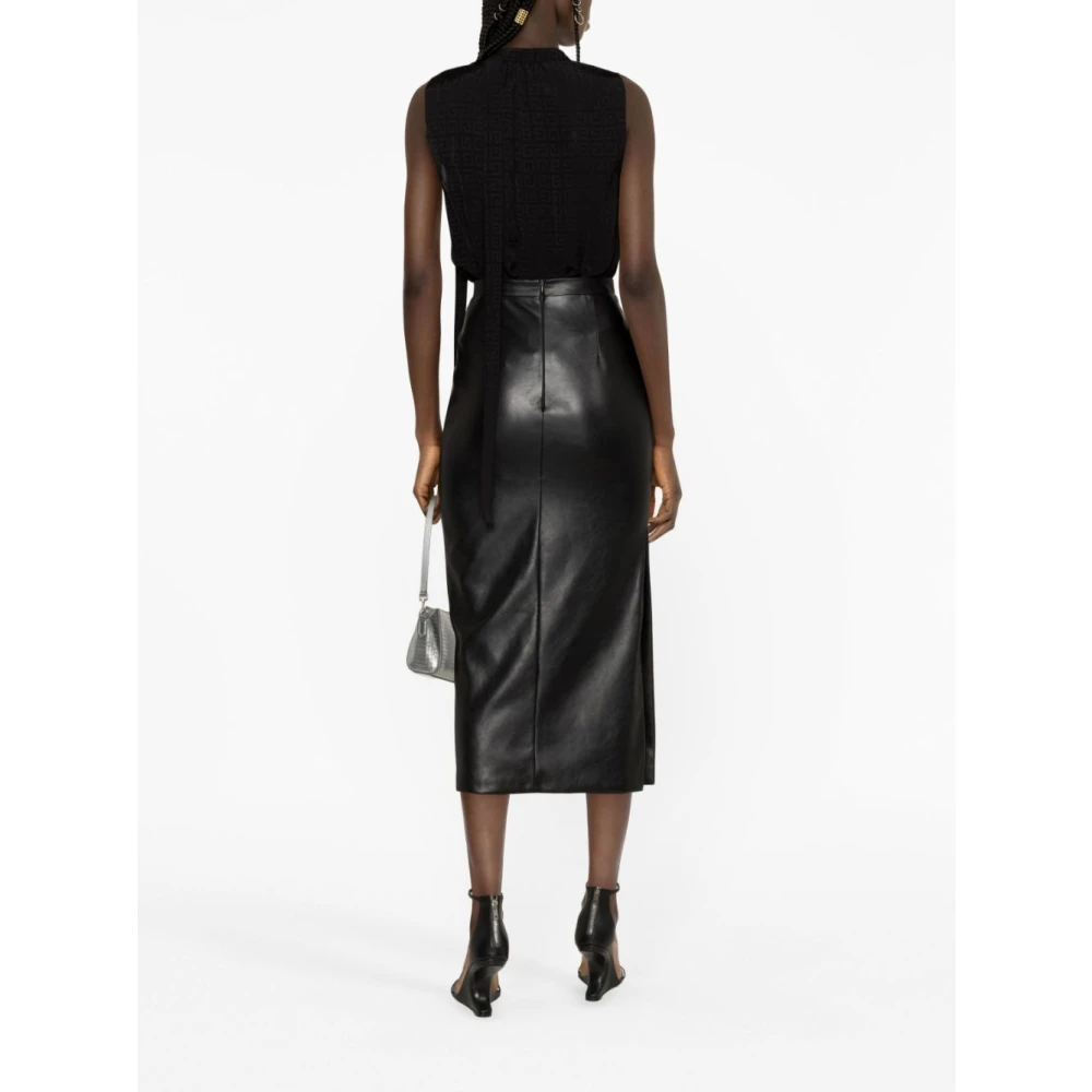 Givenchy Zwarte Jacquard 4G Mouwloze Top met Lavallière Black Dames