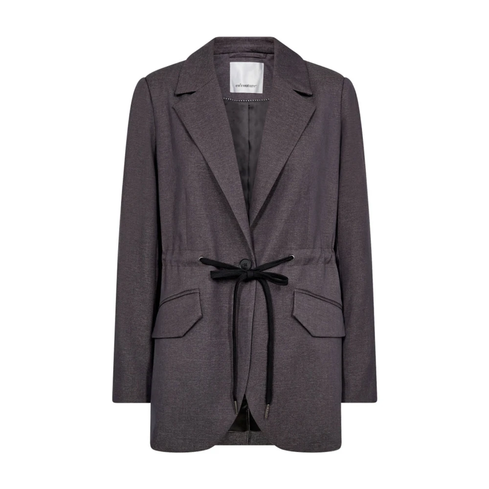 Co'Couture String Tie Blazer Gray Dames