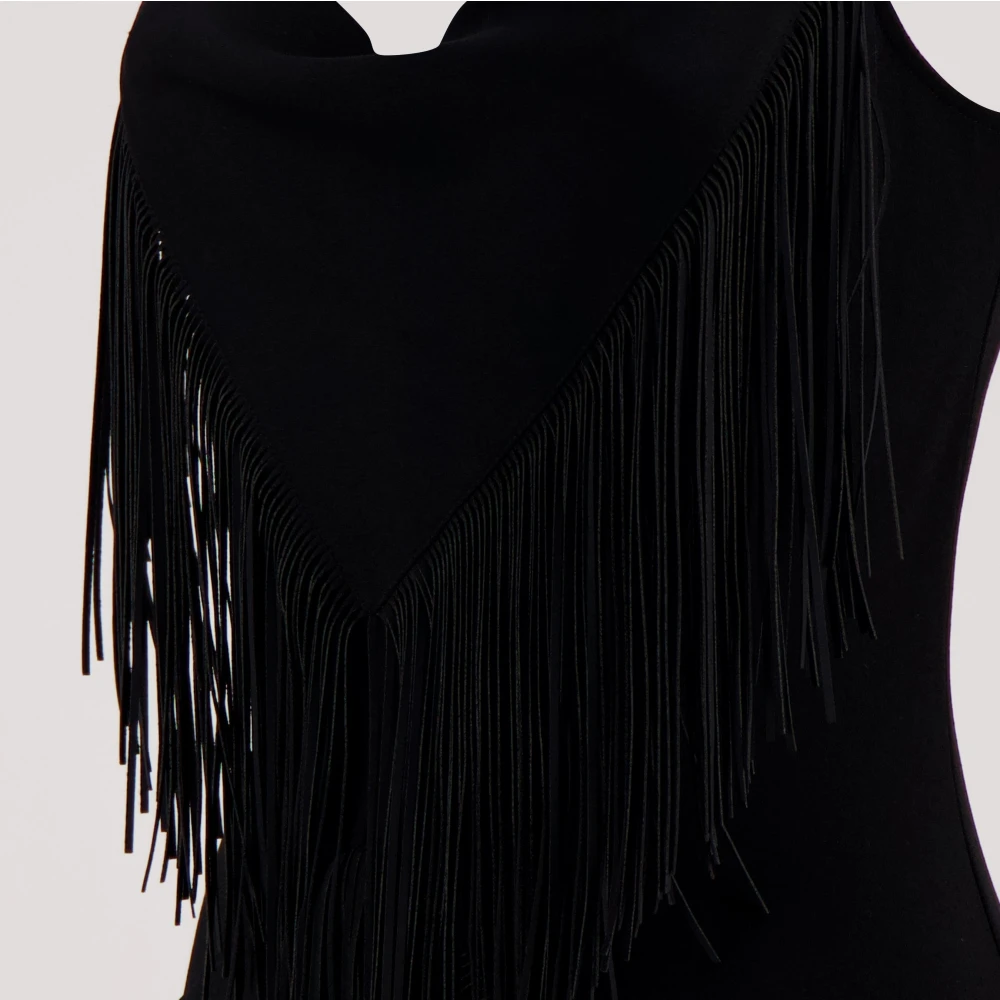 Paco Rabanne Fringe Lange Jurk Lente-Zomer 2025 Black Dames