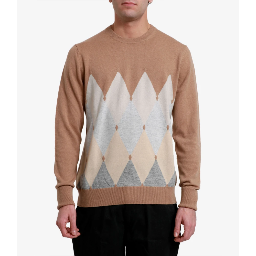 Ballantyne Kasjmier Diamantpatroon Trui Beige Heren