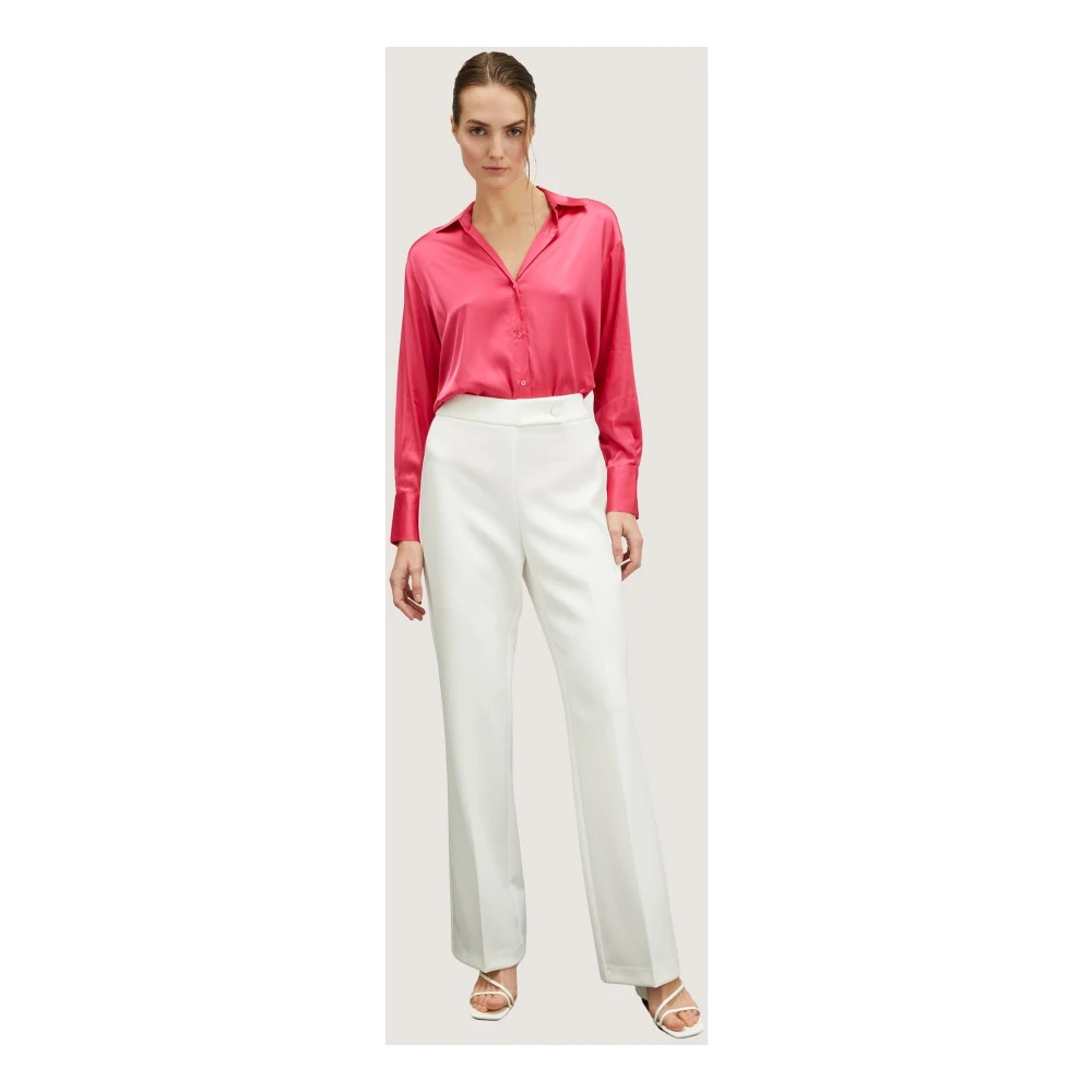 Motivi Stretch Satijnen Blouse Pink Dames