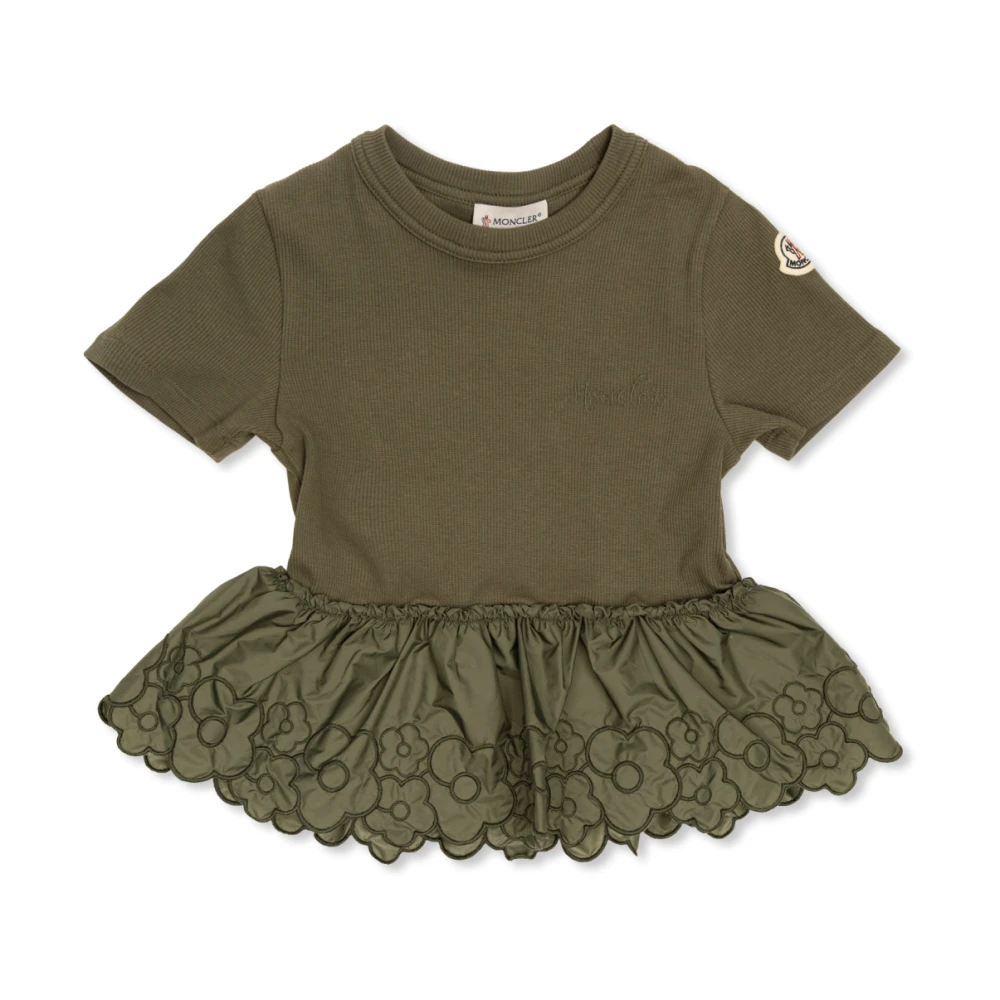 Moncler Embroidered Flowers Pleated Dress - Unisex - Dresses - Green - 8 Y - Kids