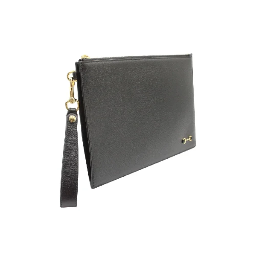 Gucci Vintage Pre-owned Leather clutches Black Dames