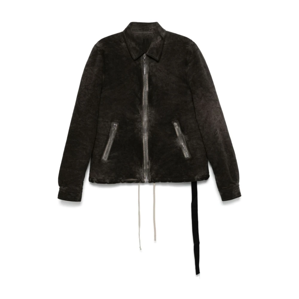 Rick Owens Gewatteerde Ritsjas Stof Gray Heren