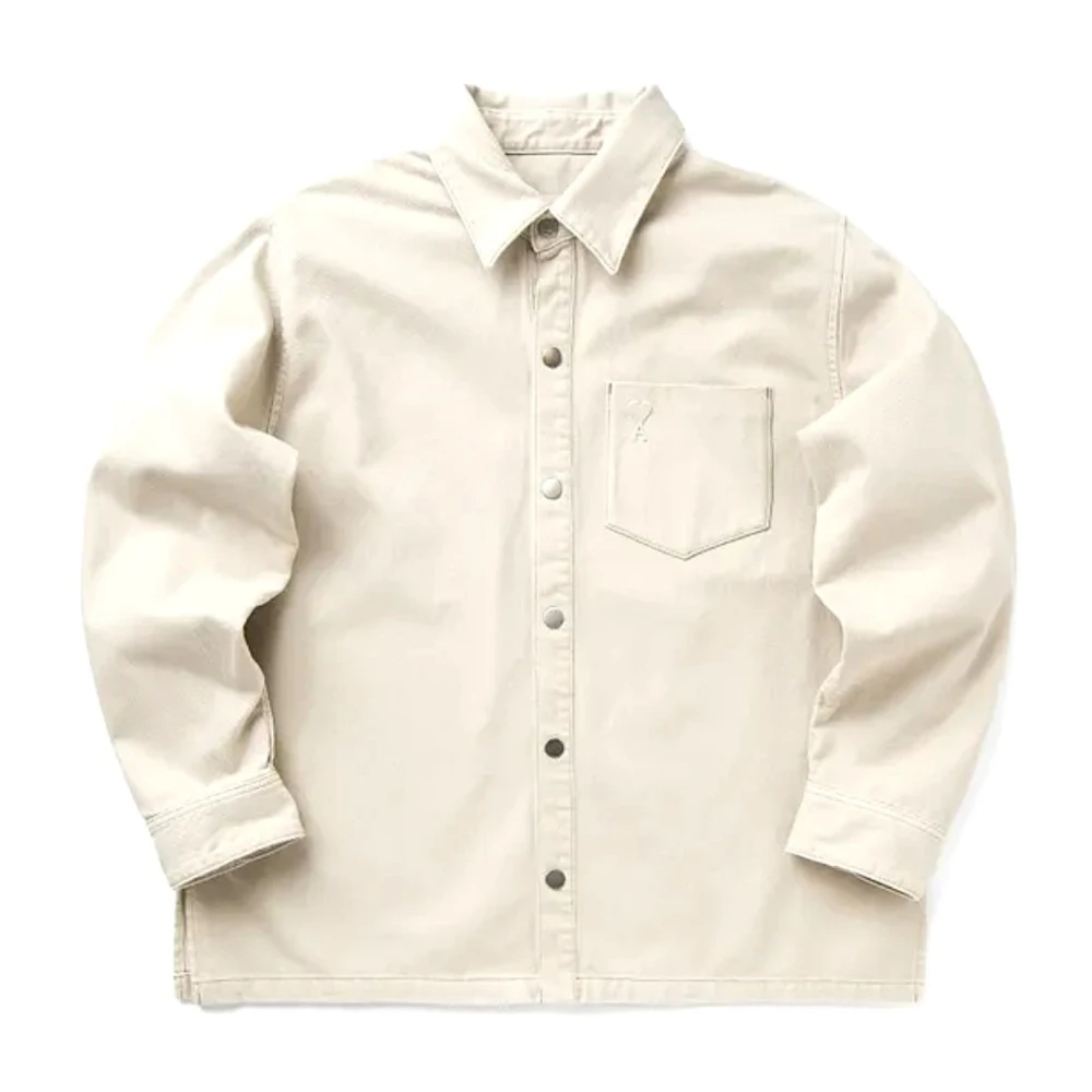 Ami Paris Men's Beige Denim Shirts, M, Camicia
