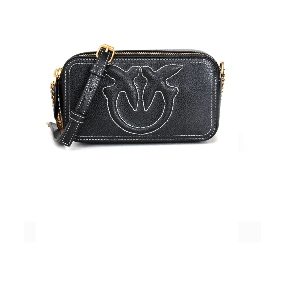Pinko Love Birds Cameratas Schoudertas Black Dames