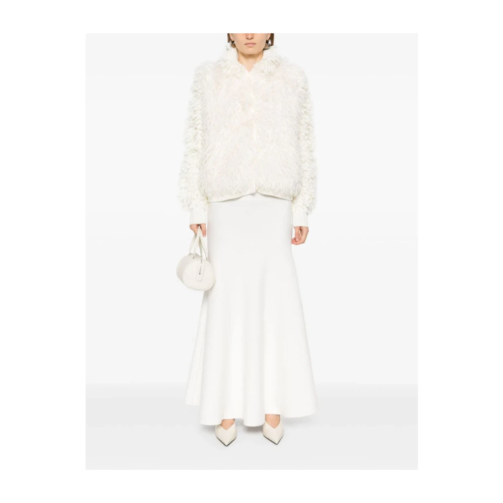 Twinset Fringe Snow Cardigan White Dames
