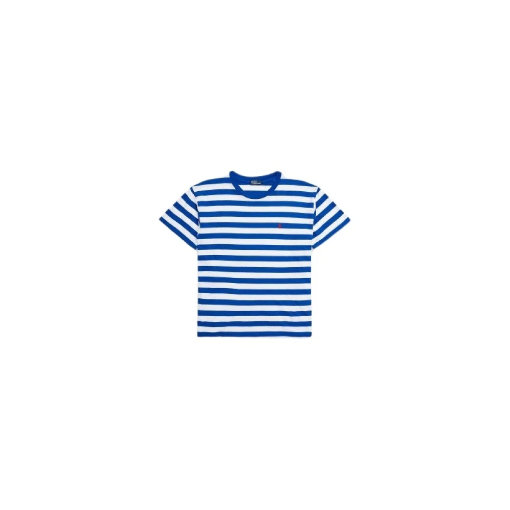 Ralph Lauren Gestreept Jersey T-shirt in Saffierblauw Wit Blue Dames