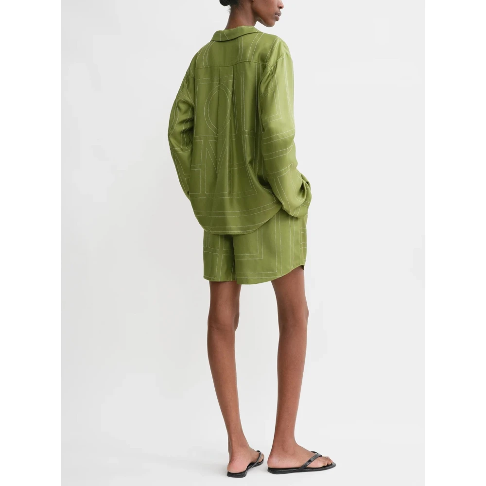 TotêMe Zijden Monogram PJ Top Green Dames