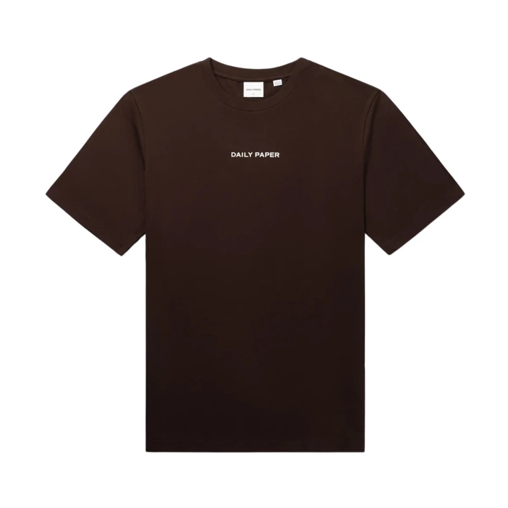 Daily Paper Essentiële Bruine Jersey T-shirt met Logo Print Brown Heren