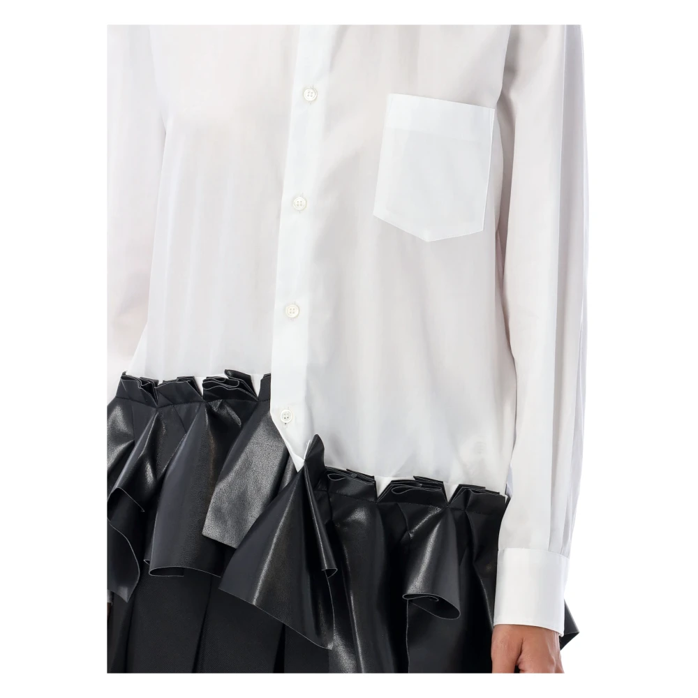 Comme des Garçons Wit X Zwart Gerimpeld Popeline Shirt White Dames