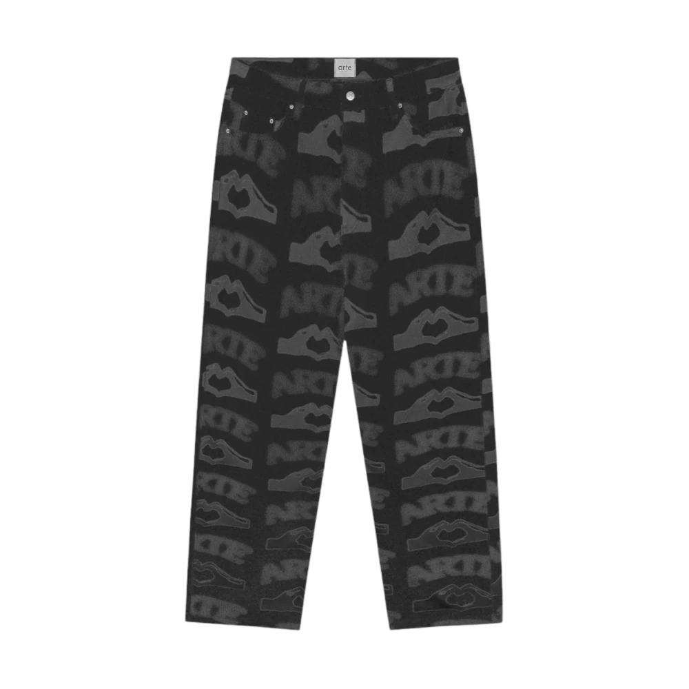 Arte Antwerp Broek met Hartenprint Black Heren