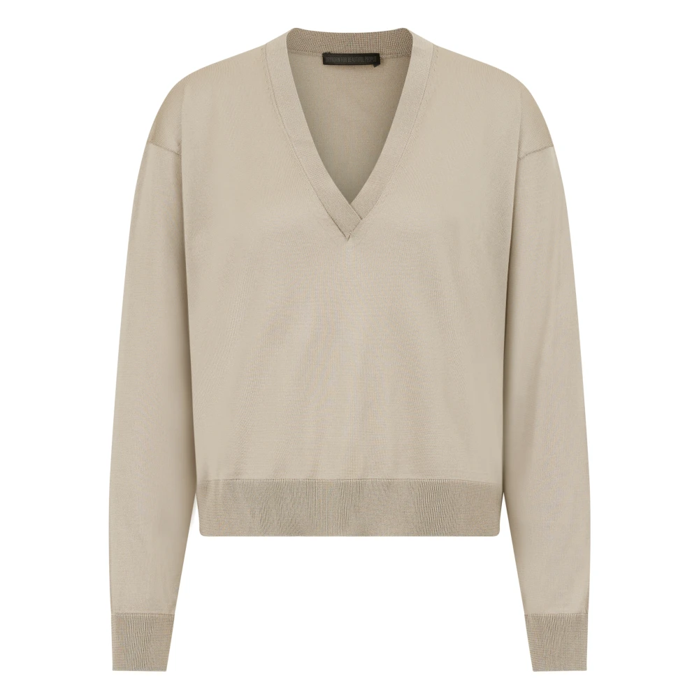 Drykorn Alpaca Wol V-Hals Trui Beige Dames