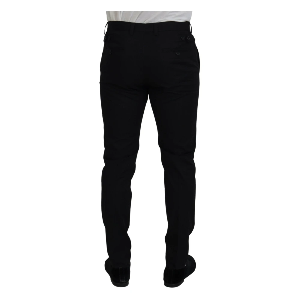 Dolce & Gabbana Zwarte Katoenen Formele Chinos Herenbroek Black Heren