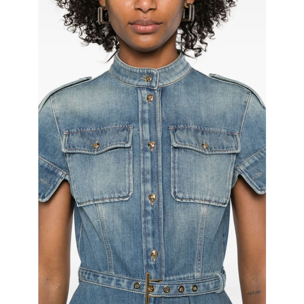 alexander mcqueen Blauwe Denim Overhemdjurk Uitlopend Blue Dames