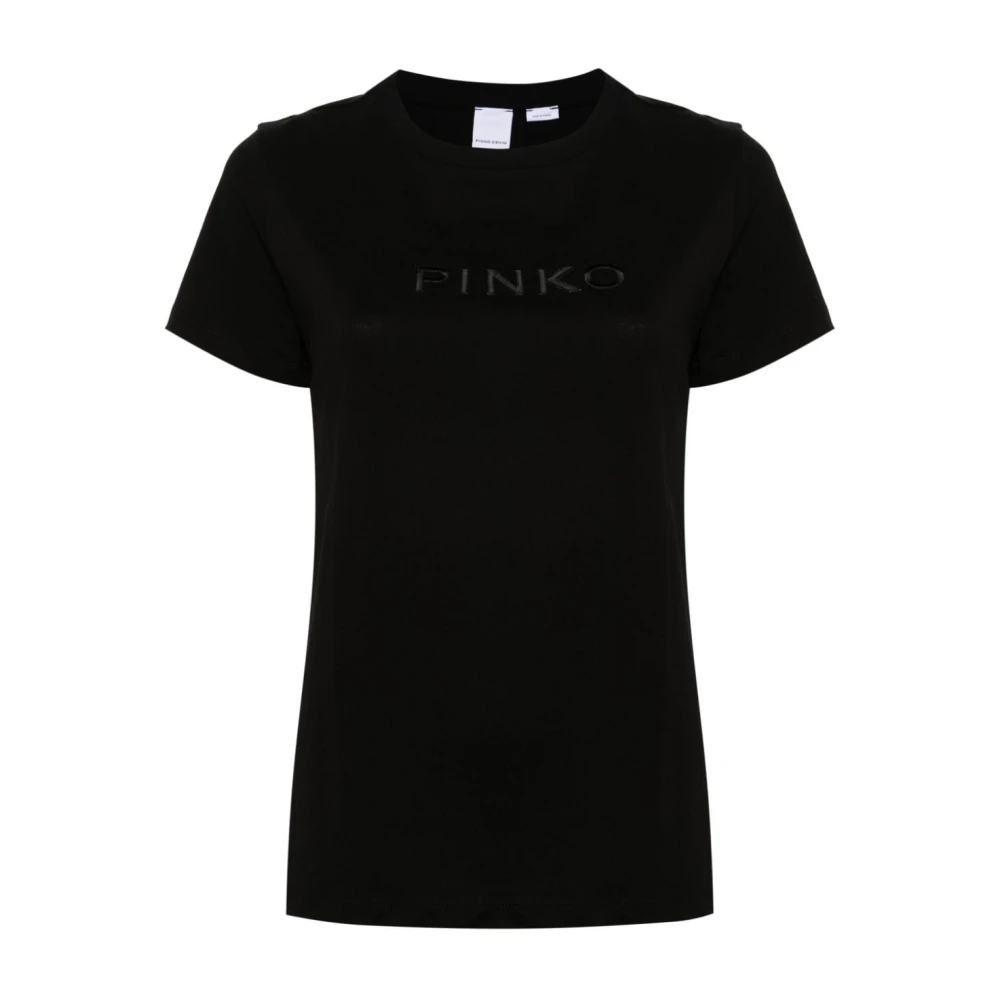 Pinko Zwarte Katoenen T-shirts en Polos Black Dames