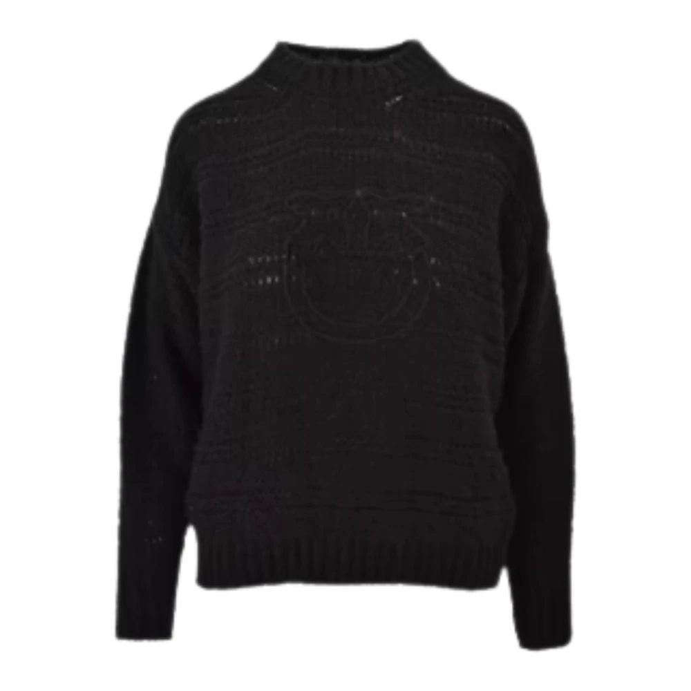 Pinko Women's Black Round-Neck Knitwear, M, Love Birds Jumper