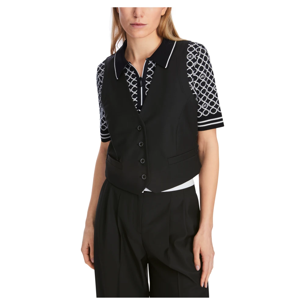 Marc Cain Aansluitende Vest met V-Hals Black Dames