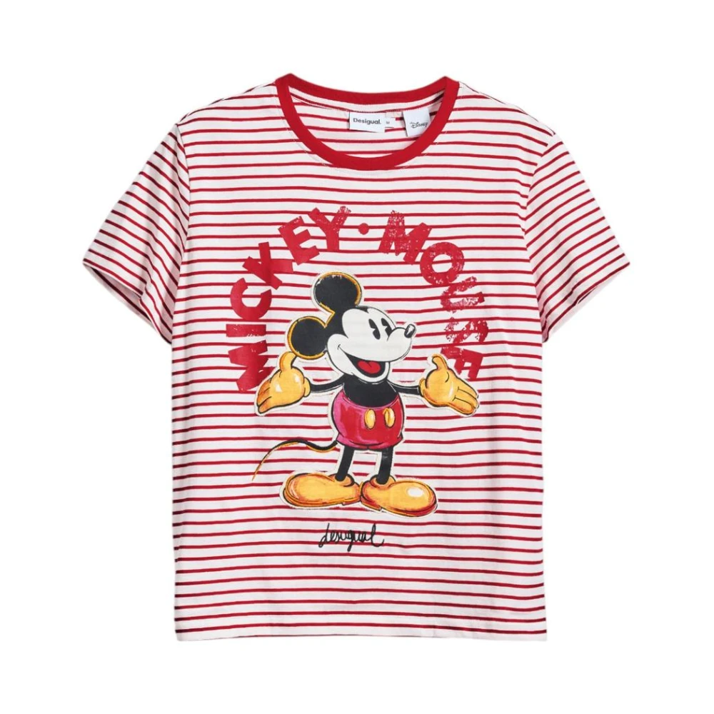 Desigual Rode Print Korte Mouw T-Shirt Red Dames