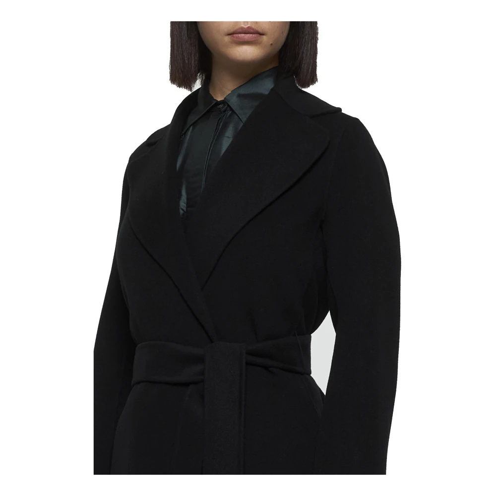 Max Mara Zwarte Wol Kasjmier Midi Jas Black Dames