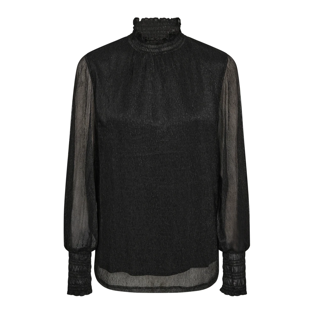 MOS MOSH Elegante Glam Lange Mouw Blouse Zwart Black Dames