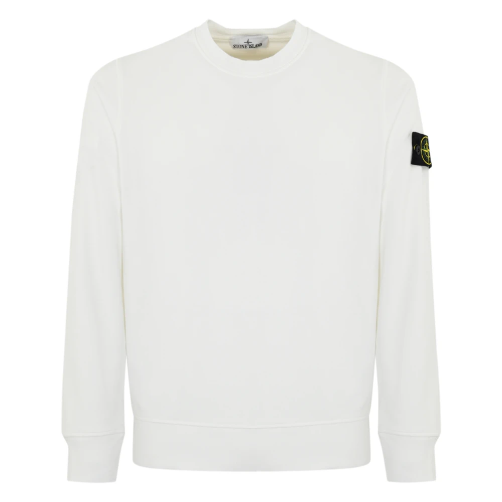 Stone Island Witte Biologisch Katoen Logo Sweater White Heren