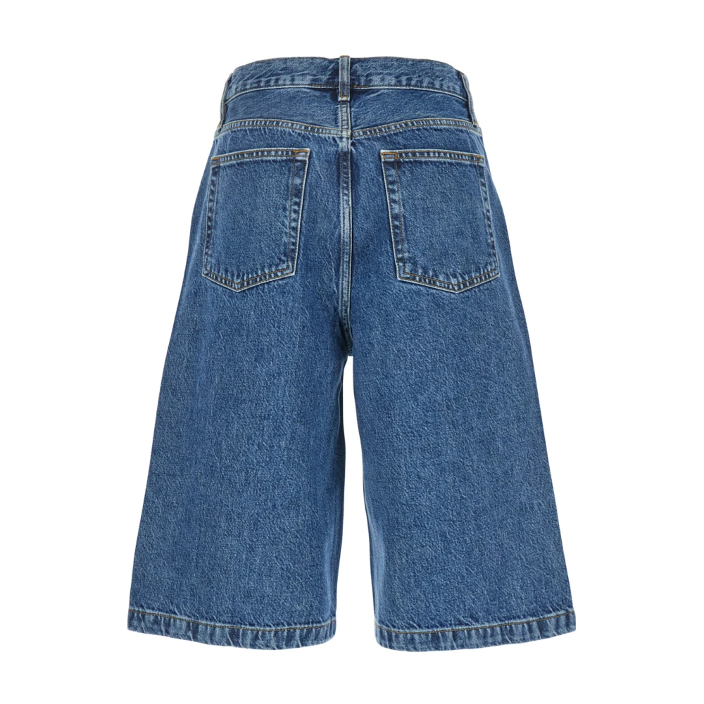 Frame Blauwe Denim Boy Shorts met Riem Blue Dames