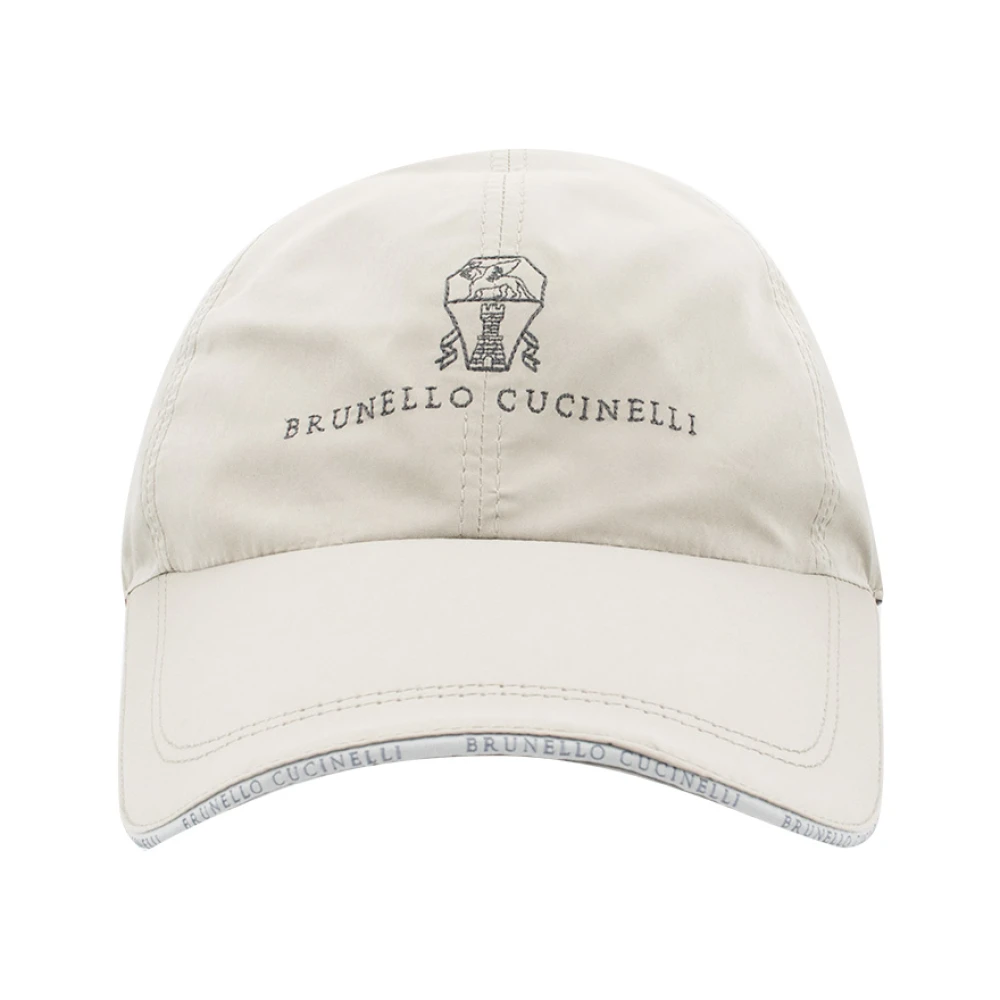 BRUNELLO CUCINELLI Waterafstotende microvezel baseballpet Beige Heren