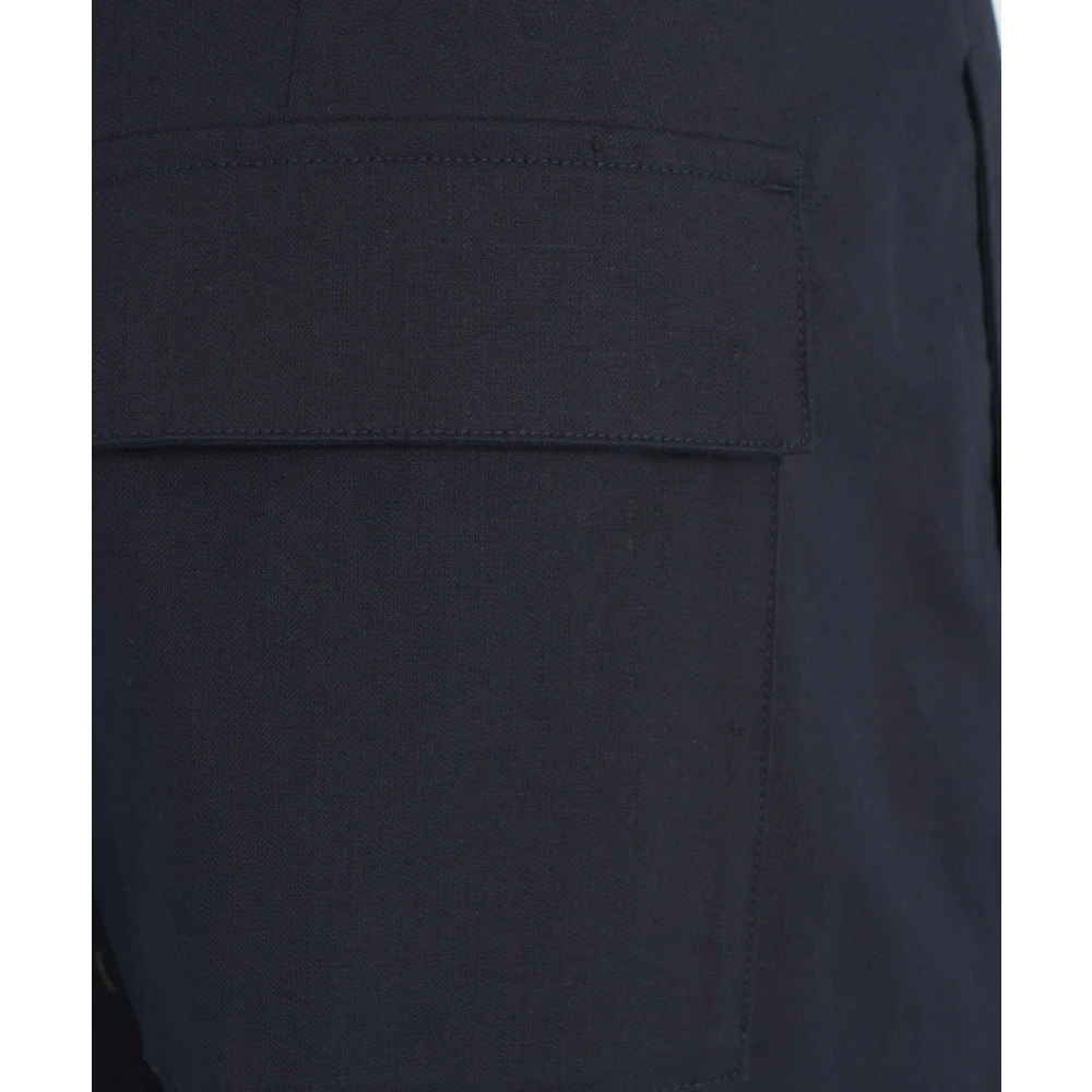 Paolo Pecora Blauwe Linnen Chino Broek Blue Heren