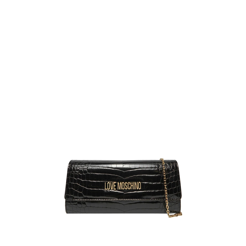 Moschino Zwarte schoudertas met gouden details Black Dames