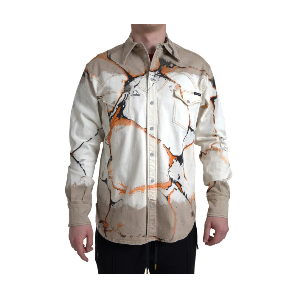Dolce & Gabbana Men's Multicolor Stretch Denim Shirt