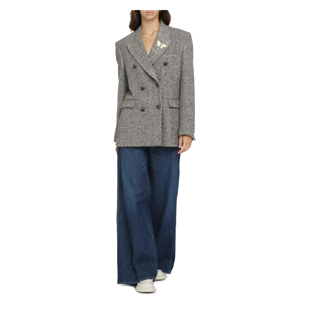 Golden Goose Gebreide Double-Breasted Blazer Gray Dames