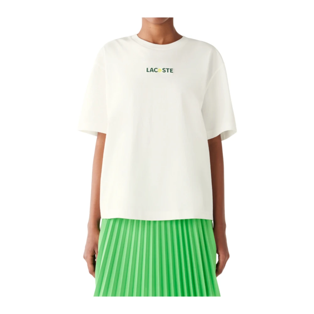 Lacoste Tennisbal Print Polo Shirt White Dames