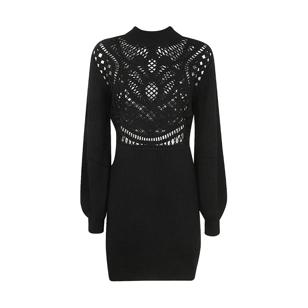 Twinset Gehaakt gebreide jurk met ballonmouwen Black Dames