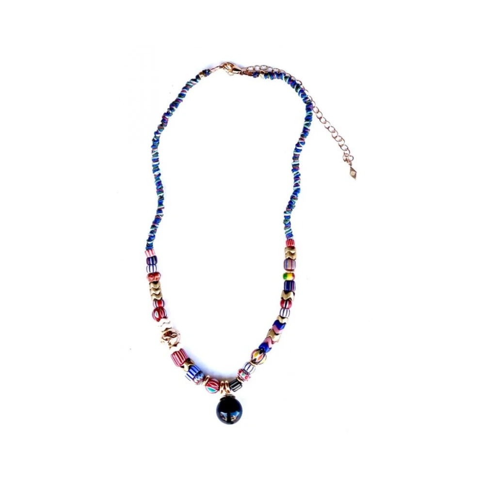 Gachon Pothier Handvävd Snakesmycke med Vintage Afrikanska Pärlor Multicolor, Dam
